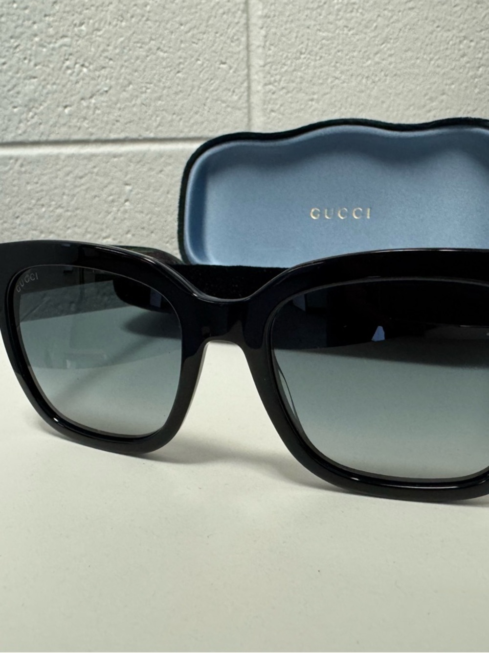Gucci Glossy Black Oversized Gradient Sunglasses